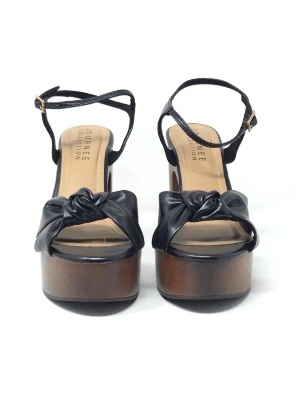 Journee Lorrica Black Knotted Platform Sandals Tru Comfort 9M - Picture 3 of 13